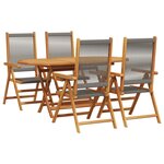 vidaXL Ensemble de Salle à Manger de Jardin de 5 Pièces en Gris avec Bois d'Acacia Massif et Poly Rattan
