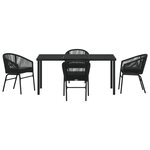 vidaXL Ensemble de salle à manger de jardin 5 pièces en rattan noir