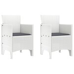 vidaXL Ensemble de Salle à Manger de Jardin 3 Pièces avec Coussins Blanc Poly Rattan