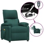 vidaXL Fauteuil électrique de massage Vert foncé Tissu