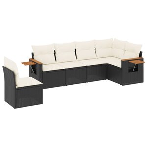 vidaXL Salon de jardin 6 Pièces avec coussins noir résine tressée