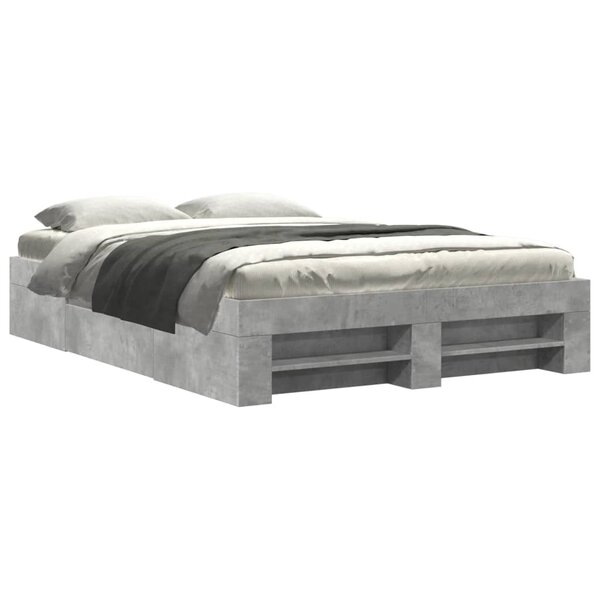 vidaXL Cadre de lit sans matelas gris béton 140x200 cm bois ingénierie