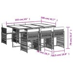 vidaXL Ensemble à manger de jardin et coussins 7 Pièces gris rotin