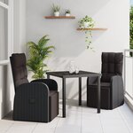 vidaXL Ensemble de 3 pièces de salle à manger de jardin avec coussins en rotin poly noir
