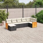 vidaXL Salon de jardin 7 Pièces avec coussins noir résine tressée