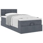 vidaXL Cadre de lit ottoman et matelas gris foncé 90x200 cm velours