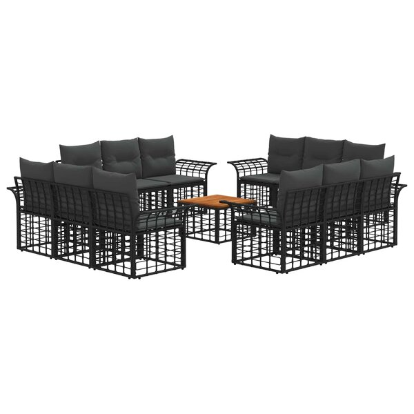 vidaXL Ensemble de canapés d'extérieur 13 Pièces Noir et Gris foncé