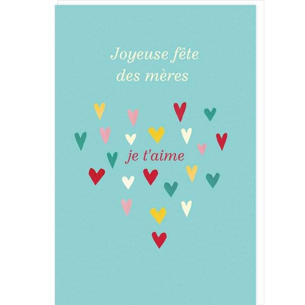 Carte Fête Des Mères Grand Cœur - Bleu - Draeger paris