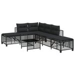 vidaXL Salon de jardin d'angle 3 Pièces avec coussins noir résine tressée