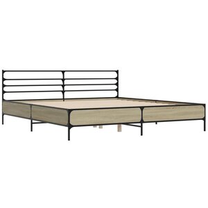 vidaXL Cadre de lit chêne sonoma 180x200 cm bois d'ingénierie et métal