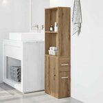 vidaXL Armoire de salle de bain étroite avec roulettes chêne artisanal