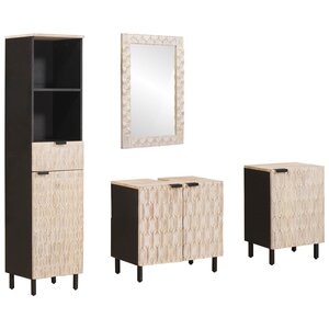 vidaXL Ensembles de salle de bain 4 Pièces Finition Lavage Blanc