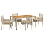 vidaXL Ensemble de salle à manger de jardin 5 pièces avec coussins beige en poly rotin