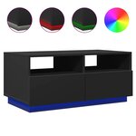 vidaXL Table basse avec lumières LED noir 90x49x40 cm