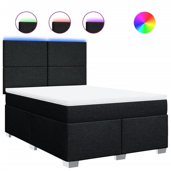 vidaXL Sommier à lattes de lit avec matelas Noir 160x200 cm Tissu