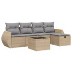 vidaXL Salon de jardin avec coussins 6Pièces mélange beige résine tressée