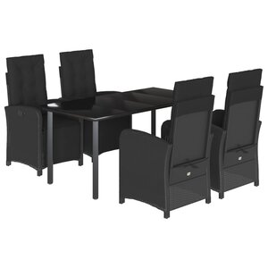 vidaXL Ensemble à manger de jardin coussins 5Pièces Noir Résine tressée