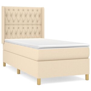 vidaXL Sommier à lattes de lit avec matelas Crème 90x200 cm Tissu