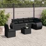 vidaXL Salon de jardin 7 Pièces avec coussins noir résine tressée