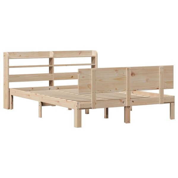 vidaXL Cadre de lit avec tête de lit 135x190 cm bois de pin massif