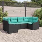 vidaXL Ensemble de Canapés avec coussin 6 Pièces Noir polyrotin