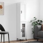 vidaXL Buffet haut Blanc brillant 34 5x34x180 cm Bois d'ingénierie