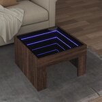 vidaXL Table basse avec LED infini chêne marron 50x50x30 cm