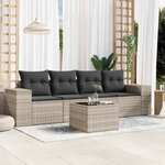 vidaXL Salon de jardin 5 Pièces avec coussins gris clair résine tressée