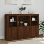 vidaXL Buffets avec lumières LED 3 Pièces chêne brun bois d'ingénierie
