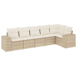 vidaXL Salon de jardin avec coussins 6 Pièces beige résine tressée