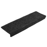 vidaXL Tapis d'escalier autocollants 10 pièces 65 x 21 x 4 cm Noir Bord rectangulaire