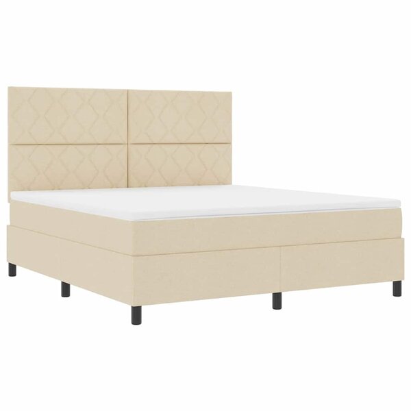vidaXL Lit à ressorts avec matelas Crème 180 x 200 cm tissu