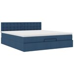 VidaXL Cadre de lit ottoman avec matelas bleu 180x200 cm tissu