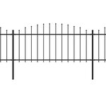 vidaXL Clôture de jardin à dessus en lance Acier (0 5-0 75)x11 9m Noir