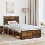 vidaXL Cadre de lit Chêne fumé 75 x 190 cm Bois d'ingénierie