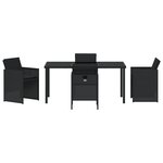 vidaXL Ensemble de repas de jardin 5 pièces avec coussins en Rattan Poly noir