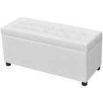 Banquette pouf tabouret meuble pouf de rangement cuir synthétique blanc 3002220