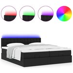 vidaXL Lit ottoman avec matelas & LED Noir 160x200cm similicuir