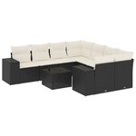vidaXL Salon de jardin 9 Pièces avec coussins noir résine tressée