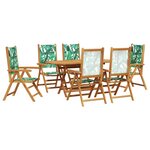 vidaXL Ensemble de salle à manger pour jardin 7 Pièces Motif de feuille