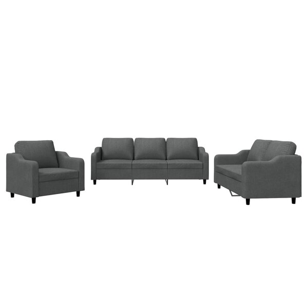 vidaXL Ensemble de canapés 3 Pièces avec coussins Gris foncé Tissu