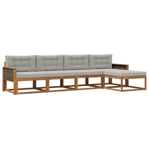 vidaXL Ensemble de canapés d'extérieur 5 pc Naturel et Gris clair