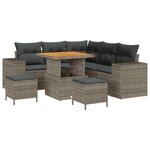 vidaXL Ensemble de canapé de jardin avec coussin 8 Pièces Gris