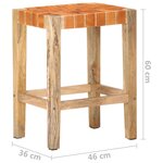 vidaXL Tabourets de bar lot de 2 marron cuir véritable 60 cm