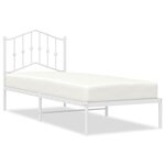 vidaXL Cadre de lit métal sans matelas avec tête de lit blanc 90x190cm