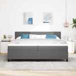 vidaXL Lit à ressort LED Gris clair et blanc 200 x 200 cm