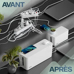 ACROPAQ 3 Boite cache cable- 3 Boite rangement cable 3 en 1- 3 tailles (S  M  L)- cache multiprise- ABS- Blanc