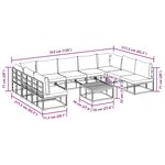Ensemble de canapé de jardin avec coussin 10 Pièces Noir Aluminium