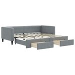vidaXL Lit de jour avec gigogne et tiroirs gris clair 90x190 cm tissu