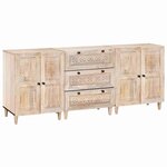 vidaXL Buffet 3 Pièces Blanc 180 x 33 5 x 75 cm bois de manguier massif